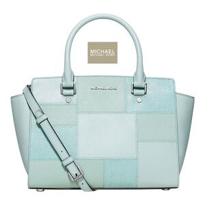 Michael Kors leather Tile Patch Blue Bag